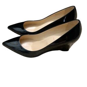 J. CREW Black Patent Wedge